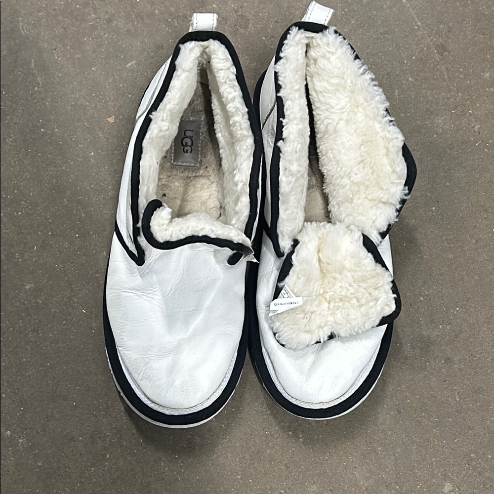 UGG White and Black Shearling Lined Shoes